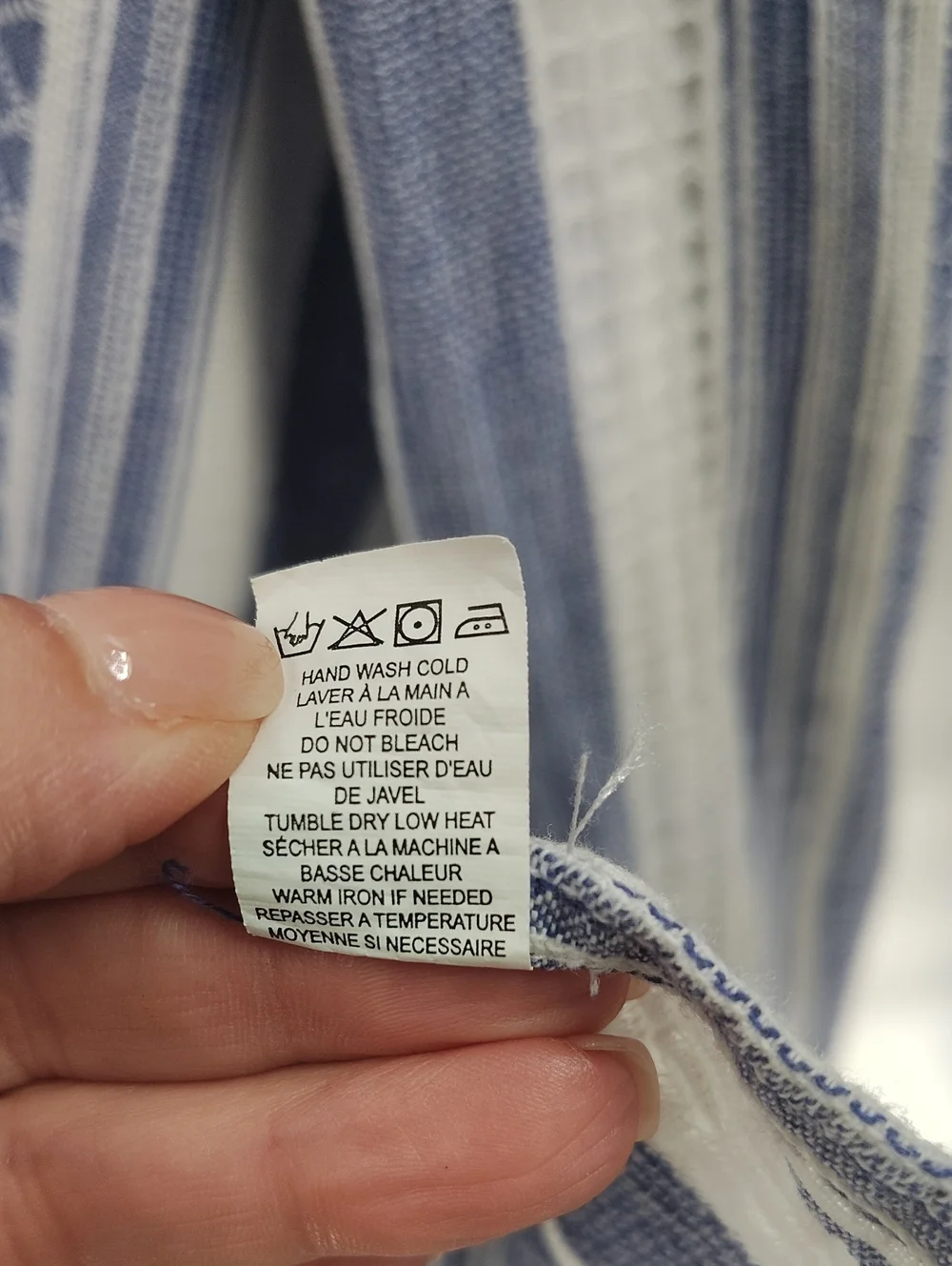 Echo Blue White Lightweight Cotton Open Front Kimono Jacket OS